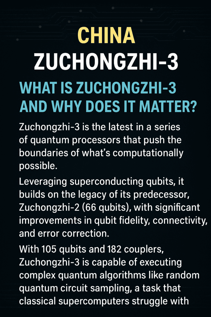 China’s quantum computing breakthrough 2025 Zuchongzhi-3 quantum processor